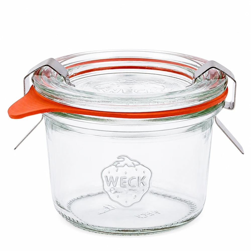 Vaso da 80 ml WECK RR60 con coperchio in vetro e anello in gomma per la conservazione e lo stoccaggio