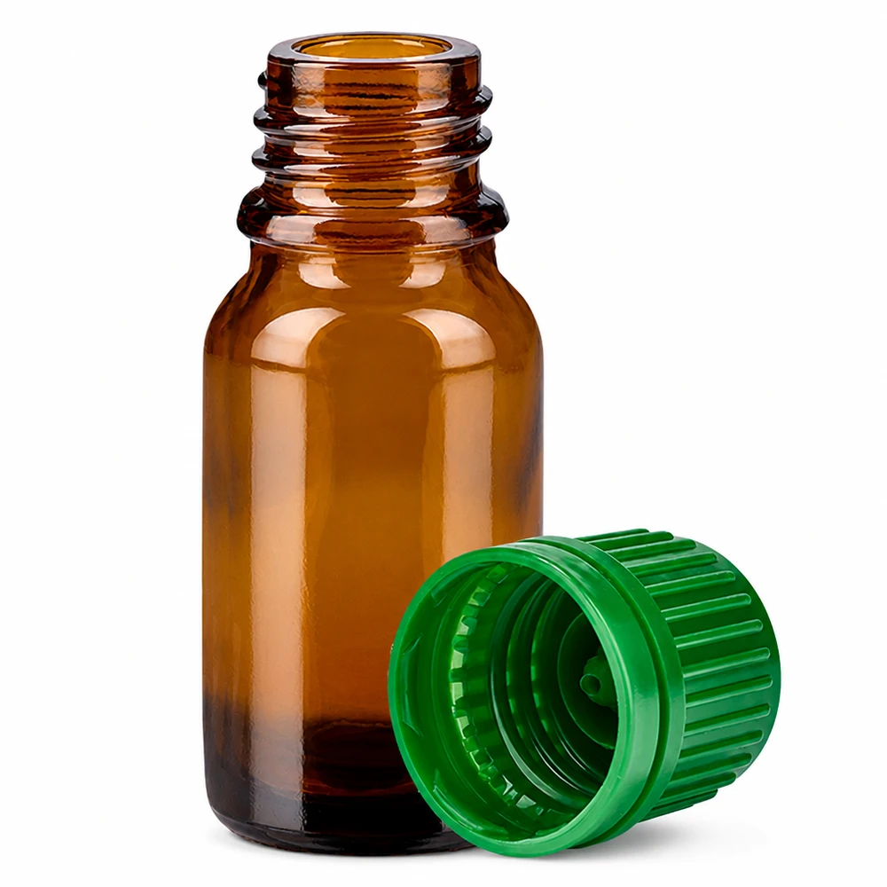 Bottiglia da 10ml 11mm SV verde OV BrownLine UT18/10 Flacone in vetro da 10 ml marrone con coperchio verde ideale per cosmetici fai da te e prodotti naturali