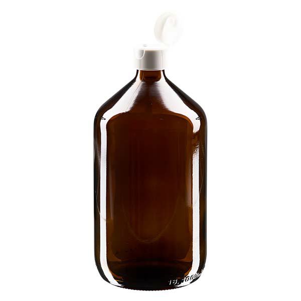 Bottiglia per medicinali da 1000ml marrone, con tappo a ribalta ApoGlas