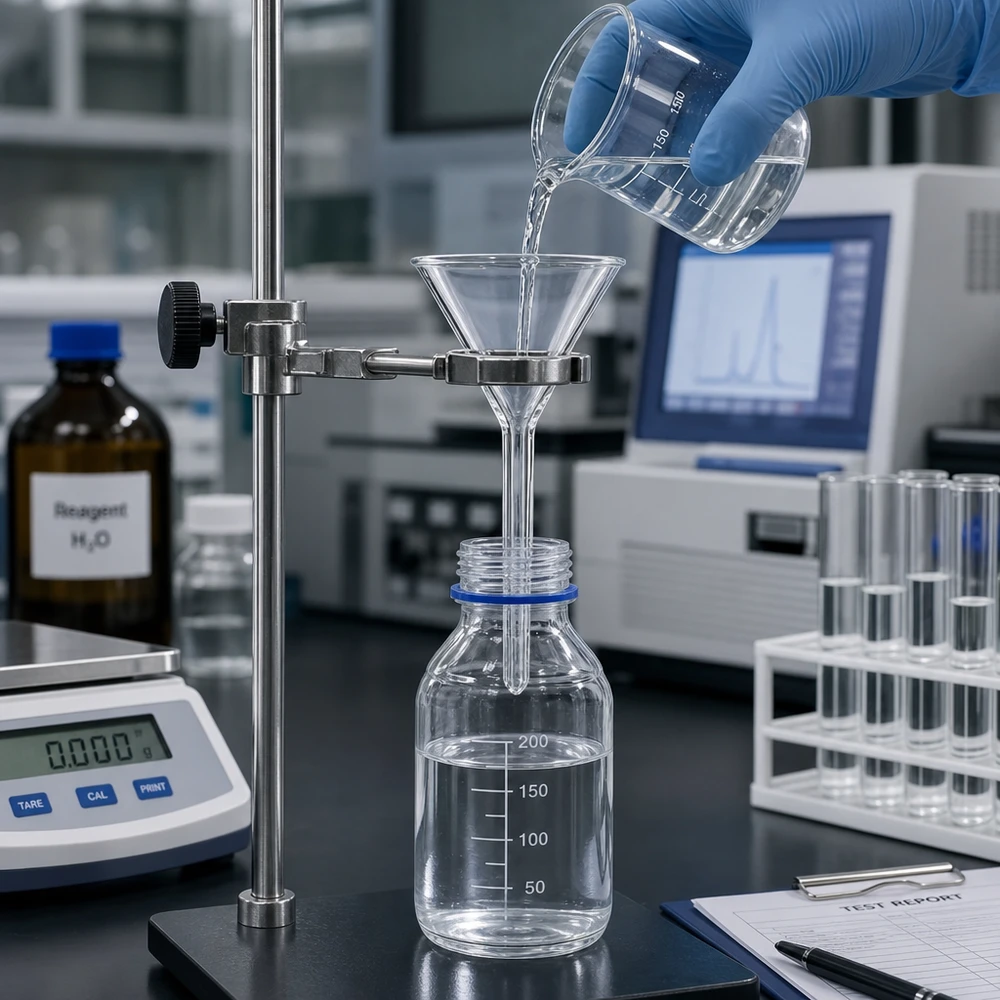 Imbuto Ø 45 mm in borosilicato angolo 60 stile corto Imbuto corto da 45 mm in borosilicato resistente al calore per lavori di laboratorio professionali