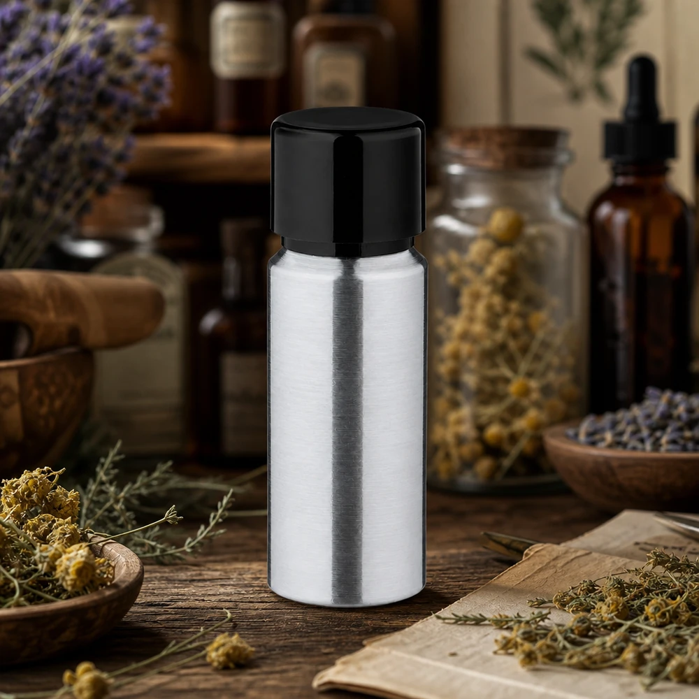 Flacone in alluminio leggero da 20 ml dal look elegante, perfetto per i prodotti cosmetici fatti a mano