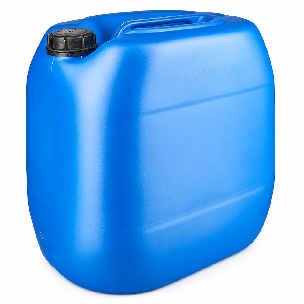 Tanica 30 litri blu con tappo a vite OV Tanica in plastica blu da 30 litri con tappo a vite nero OV per la conservazione sicura dei liquidi