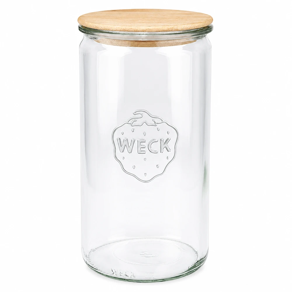 WECK vaso cilindrico 1590ml con coperchio in legno RR100 vaso per conserve vaso trasparente vuoto