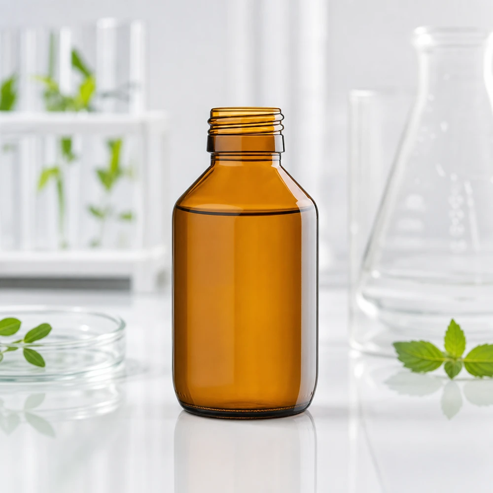 Flacone per medicinali da 100ml marrone, senza tappo PP28 ApoGlas Flacone in vetro ambrato di alta qualità da 100 ml per farmacie con filettatura PP28 per una conservazione sicura