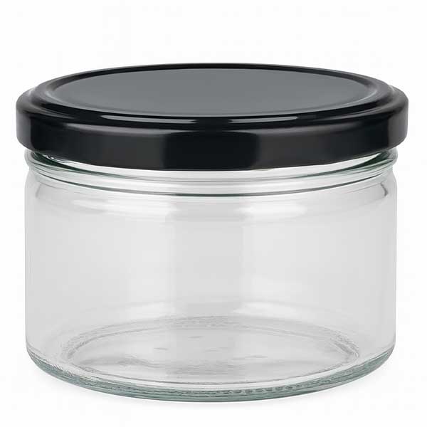 Barattolo rotondo da 540 ml con coperchio BasicSeal nero UNiTWIST.