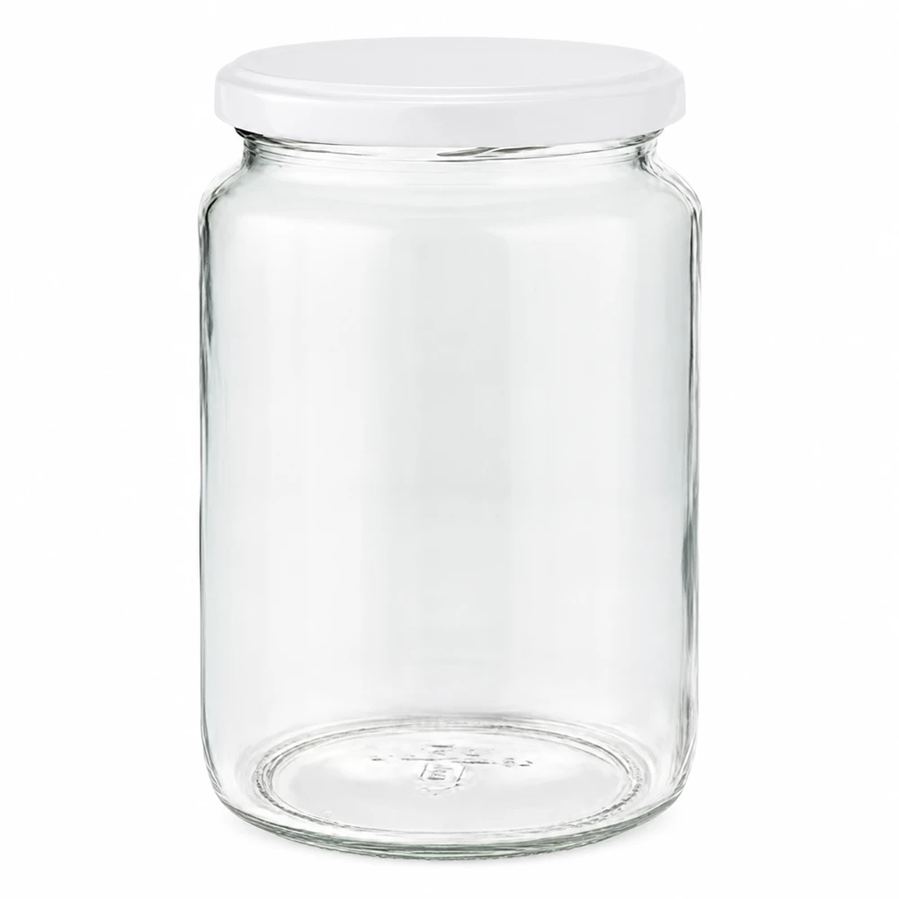 Barattolo rotondo da 795 ml con coperchio BasicSeal bianco UNiTWIST Barattolo rotondo da 795 ml con coperchio BasicSeal bianco UNiTWIST - vaso da conserva vuoto in vetro trasparente per la conservazione