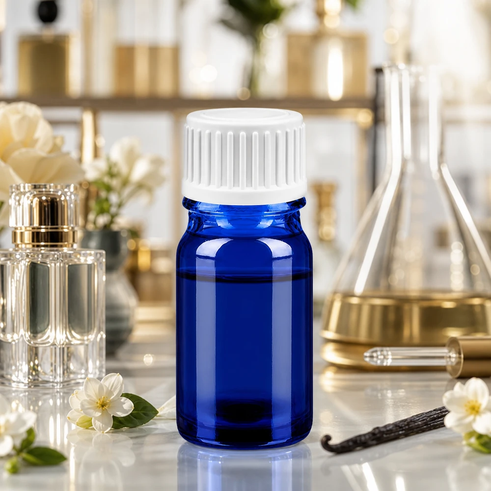 Flacone contagocce da 5 ml 0,9 mm bianco STD BlueLine UT18/5 Flacone contagocce di qualità da laboratorio da 5 ml in vetro blu cobalto con tappo a vite bianco stretto