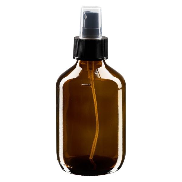 Flacone per medicinali da 200 ml marrone, con nebulizzatore a pompa nero ApoGl
