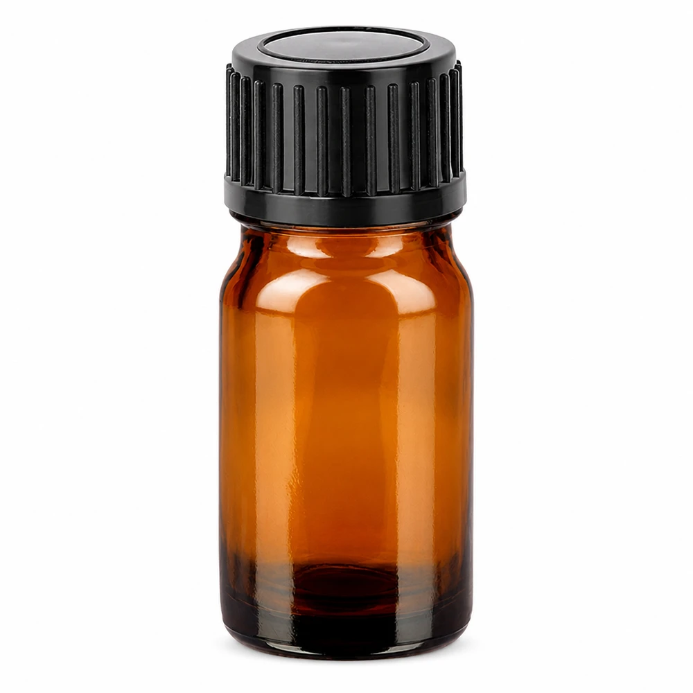 Bottiglia da 5ml 11mm SV nero STD BrownLine UT18/5 Flacone in vetro ambrato da 5 ml con tappo a vite nero per oli essenziali e aromaterapia
