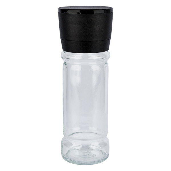 Barattolo per spezie in vetro trasparente 100ml con macinino in ceramica nero