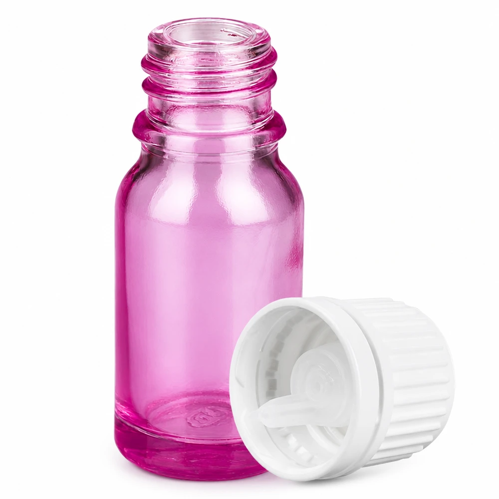 Flacone da 10 ml in vetro viola serie PurpleLine con sistema di contagocce preciso con apertura da 0,7 mm