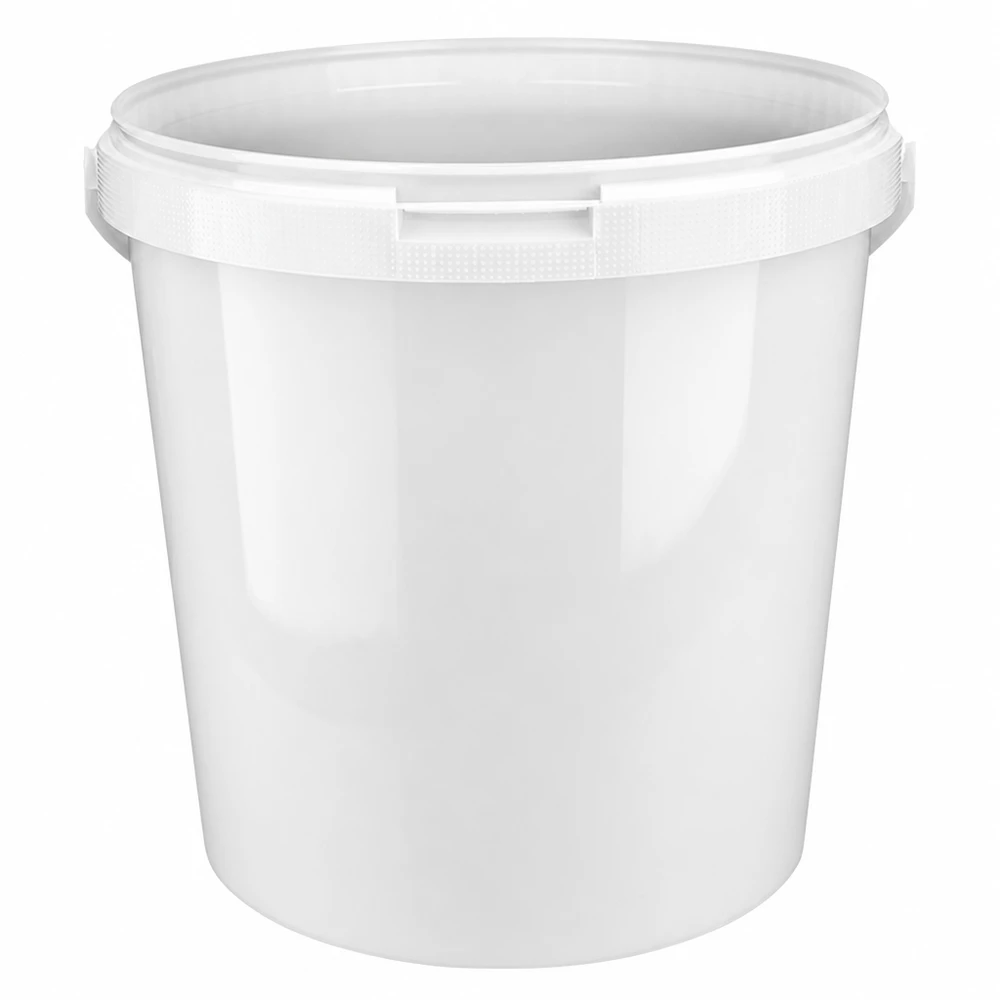 Secchio multiuso bianco da 10,7 L in PP, stabile, senza coperchio, con bordo rinforzato