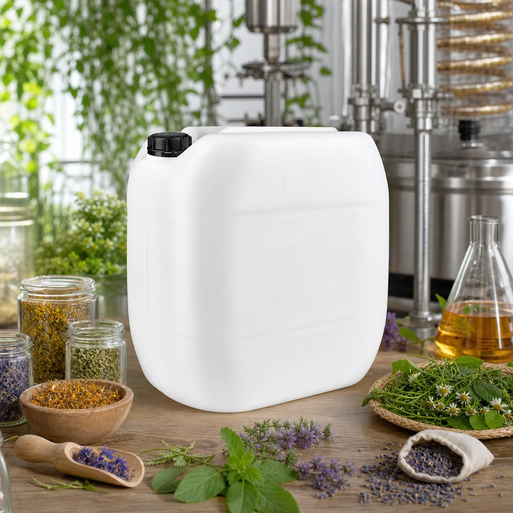 Tanica 30 litri con tappo a vite OV Tanica da 30 litri adatta al contatto con gli alimenti, con tappo a vite, tra le erbe aromatiche e l'impianto di distillazione