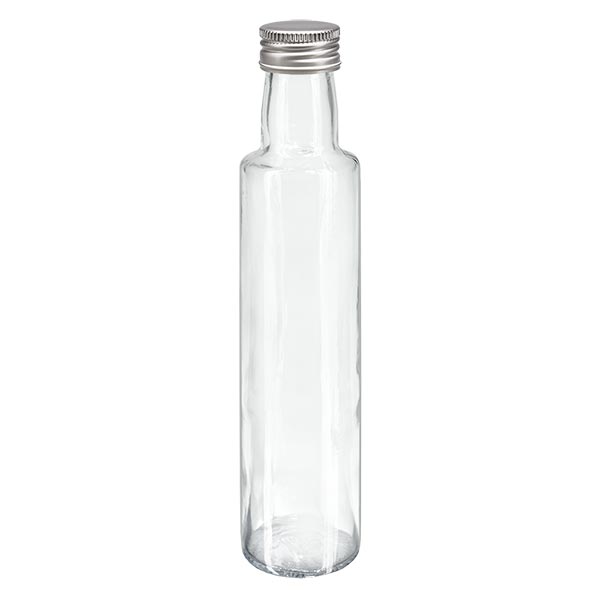 Bottiglia rotonda da 250 ml con tappo in argento. tappo Bottiglia rotonda da 250 ml con tappo in argento. tappo
