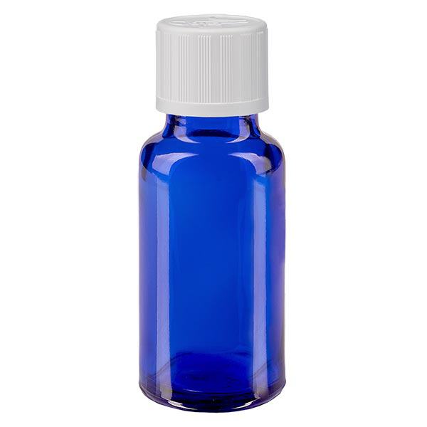 Bottiglia da farmacia blu da 20ml. SV STD KiSi bianco/11mm ApoGlas