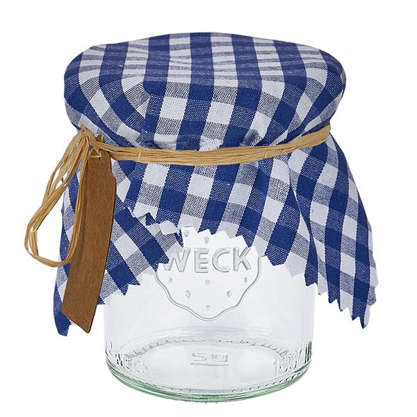 Coprigioielli in tessuto blu a quadretti 15cm quadrati