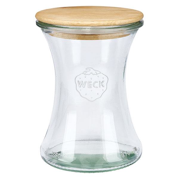 Vasetto per salumi WECK RR80 da 370 ml con coperchio in legno