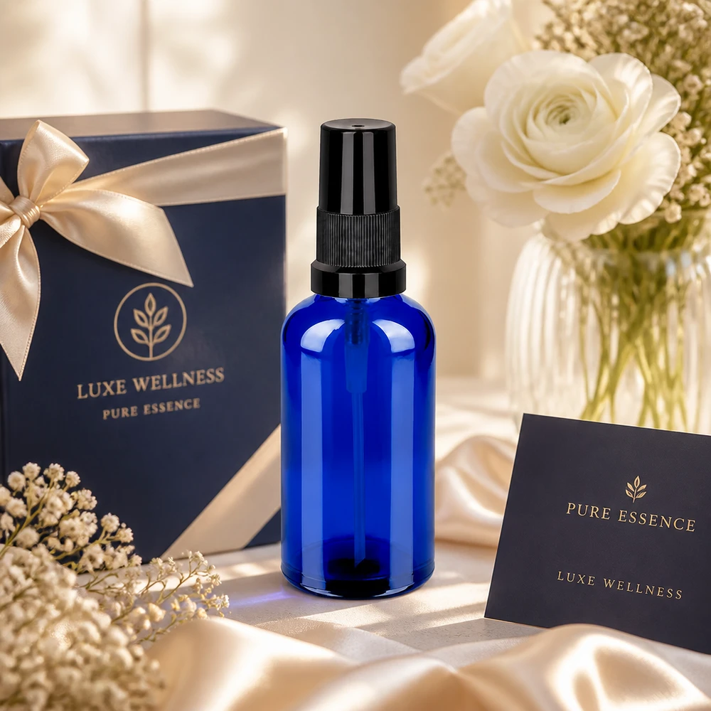 Flacone spray da 50 ml nero STD BlueLine UT18/50 Versatile flacone spray da 50 ml in blu brillante con tappo a prova di perdite per i viaggi