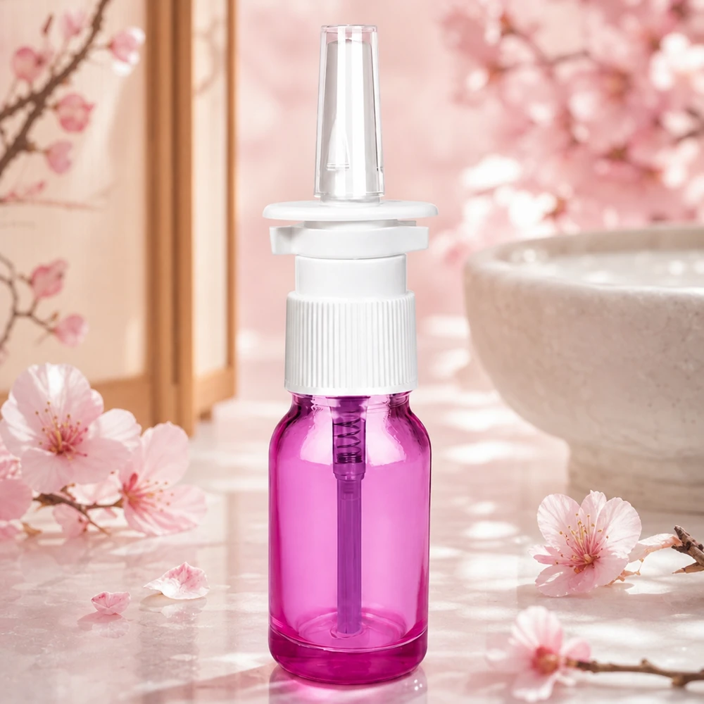 Flacone spray nasale da 10 ml bianco/trasparente standard PurpleLine. UT18/10 Il flacone professionale per spray nasale da 10 ml, in vetro colorato, protegge il contenuto dall'esposizione alla luce.