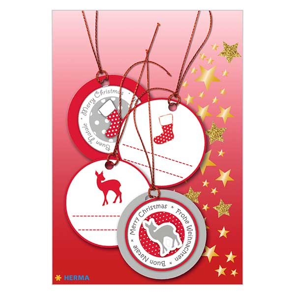 Ciondolo cerbiatto rosso (4 pezzi) con brillantini 3D
