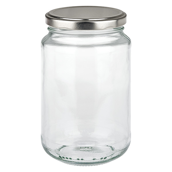 Barattolo rotondo da 375 ml con coperchio BasicSeal argento UNiTWIST