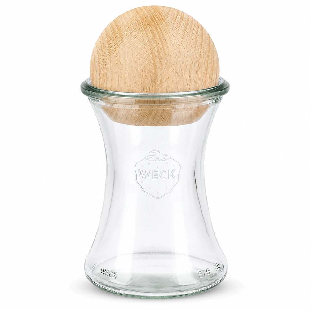 WECK Vaso per gastronomia 370ml RR80 con chiusura a sfera in legno Vaso per conserve in faggio Vaso di conservazione