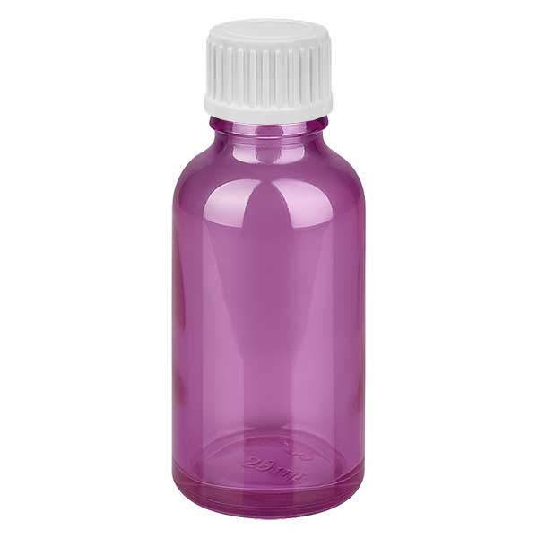 Flacone da 30 ml (globulo). Anello di versamento da 3 mm bianco Standard PurpleLine. UT18/30