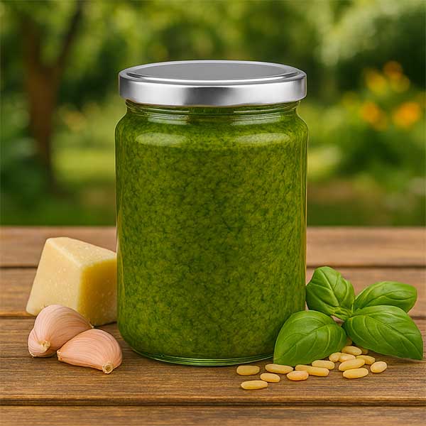 Barattolo rotondo da 382 ml con coperchio BasicSeal argento UN..