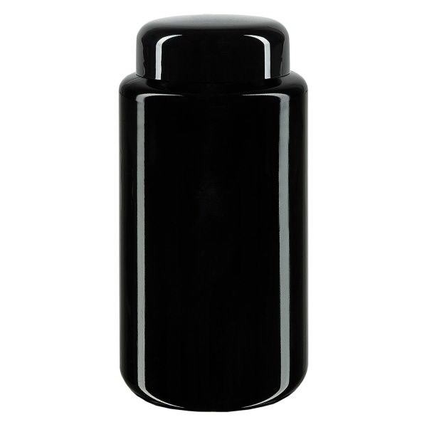 Vasetto a collo largo in vetro viola 200ml, con coperchio nero