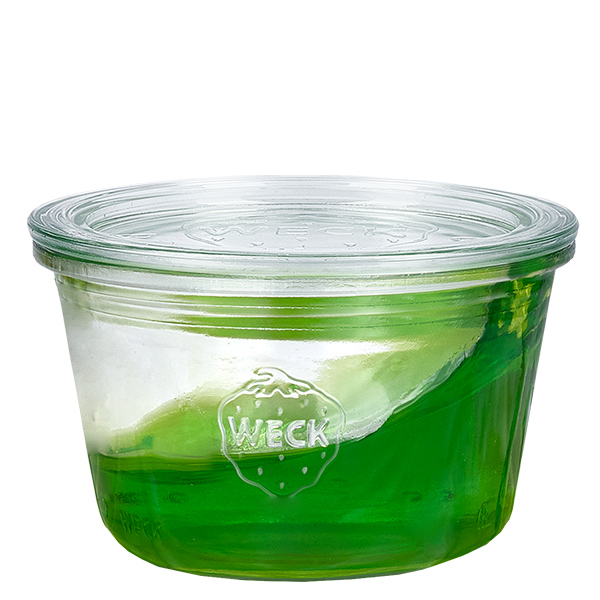 Set di 24 bicchieri Weck da 370 ml con 24 coperchi in vetro Set di 24 bicchieri Weck da 370 ml con 24 coperchi in vetro