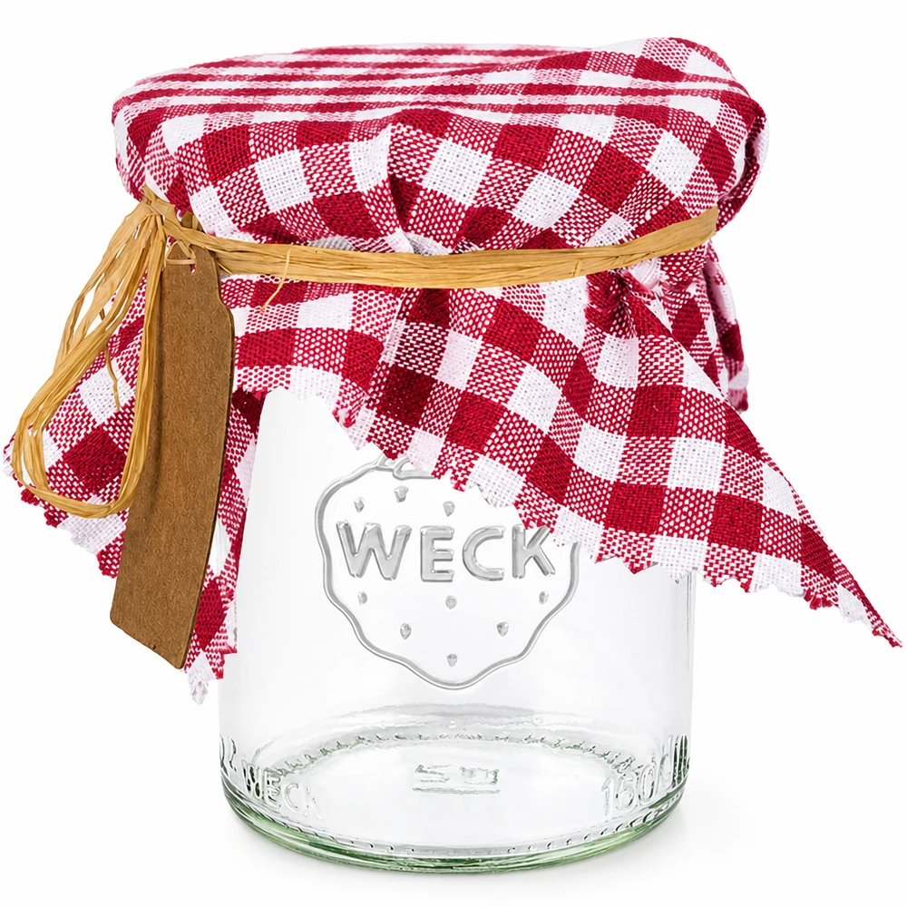 Centrino in tessuto per gioielli a quadretti bordeaux 15 cm quadrati Vaso per conserve con coperchio in tessuto a scacchi rossi e bianchi e rafia come decorazione del coperchio