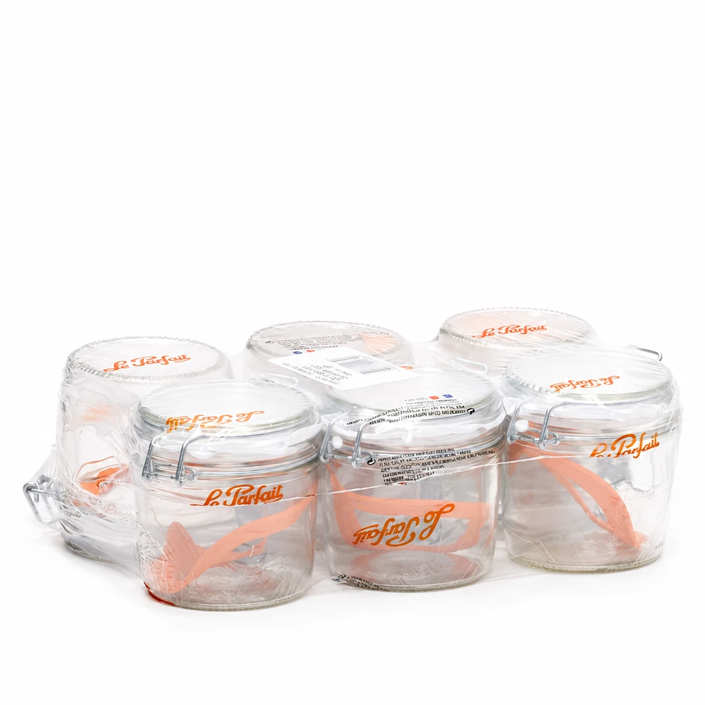 Bicchieri Familia Wiss da 415 ml con sistema di coperchi in 2 parti di Le Parfait in set da 6 in confezione di plastica