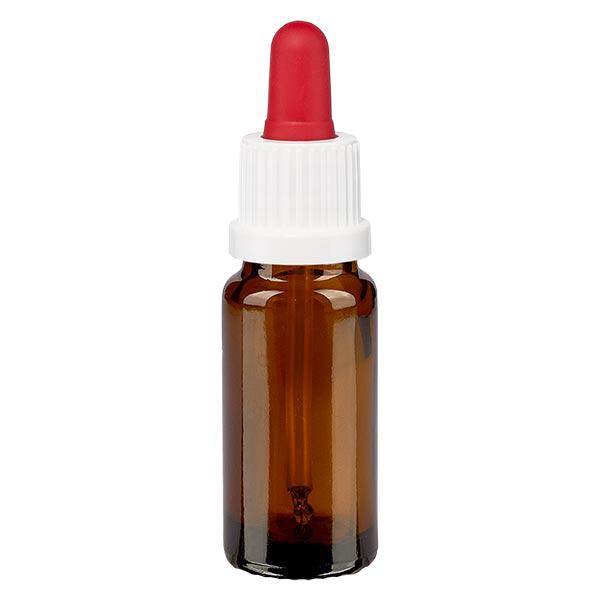Flacone pipetta marrone 10ml OV bianco/rosso ApoGlas Flacone pipetta marrone 10ml OV bianco/rosso ApoGlas