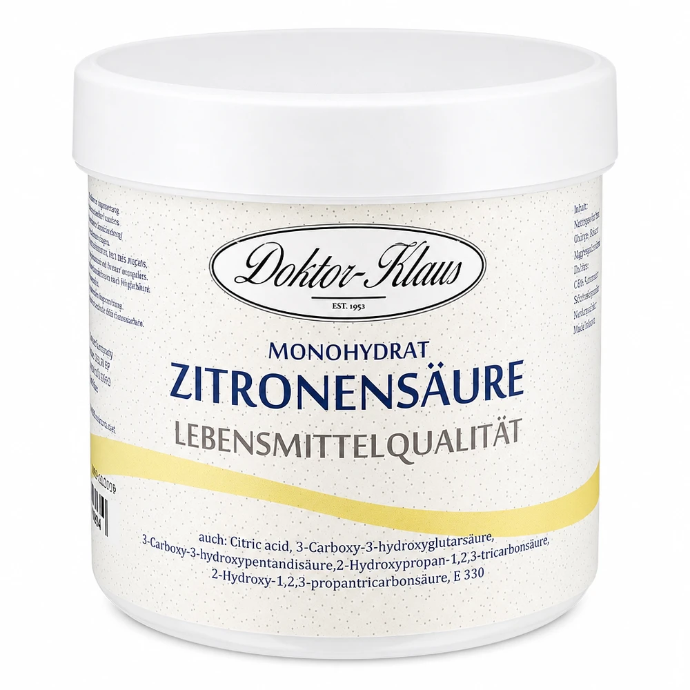 Acido citrico 250g Doktor-Klaus 250 g di acido citrico Doktor-Klaus in barattolo bianco per la cucina e la casa