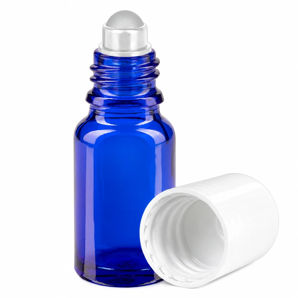 Flacone roll-on da 10 ml bianco STD BlueLine UT18/10 Flacone in vetro premium da 10 ml con sistema roll ball per profumi e aromaterapia