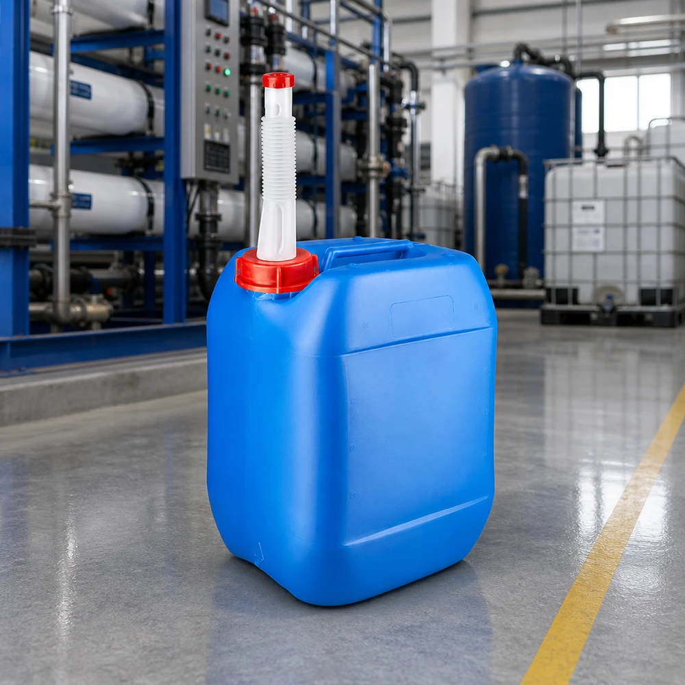 Tanica portatile da 10 litri con beccuccio flessibile, in HDPE blu, per prodotti chimici