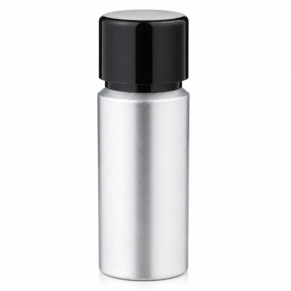 Flacone cilindrico in alluminio da 20 ml con forma sottile e tappo a vite a prova di perdite