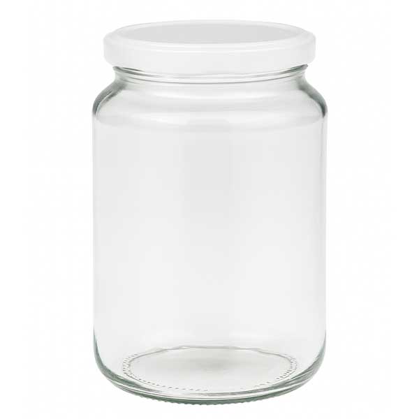 Barattolo rotondo da 382 ml con coperchio BasicSeal bianco UNiTWIST