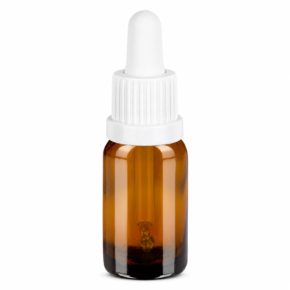 Flacone per pipette da 10 ml bianco OV BrownLine UT18/10 Bottiglia con pipetta in vetro ambrato da 10 ml con tappo bianco per un dosaggio preciso dei liquidi
