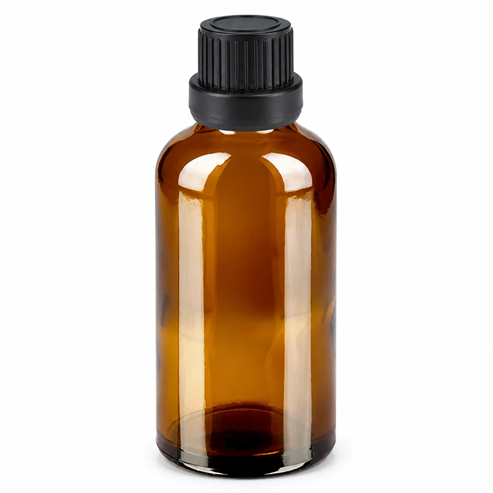 Flacone contagocce da 50 ml 2 mm nero OV BrownLine UT18/50 Flacone in vetro con protezione UV ambra 50ml con tappo contagocce per sostanze sensibili alla luce