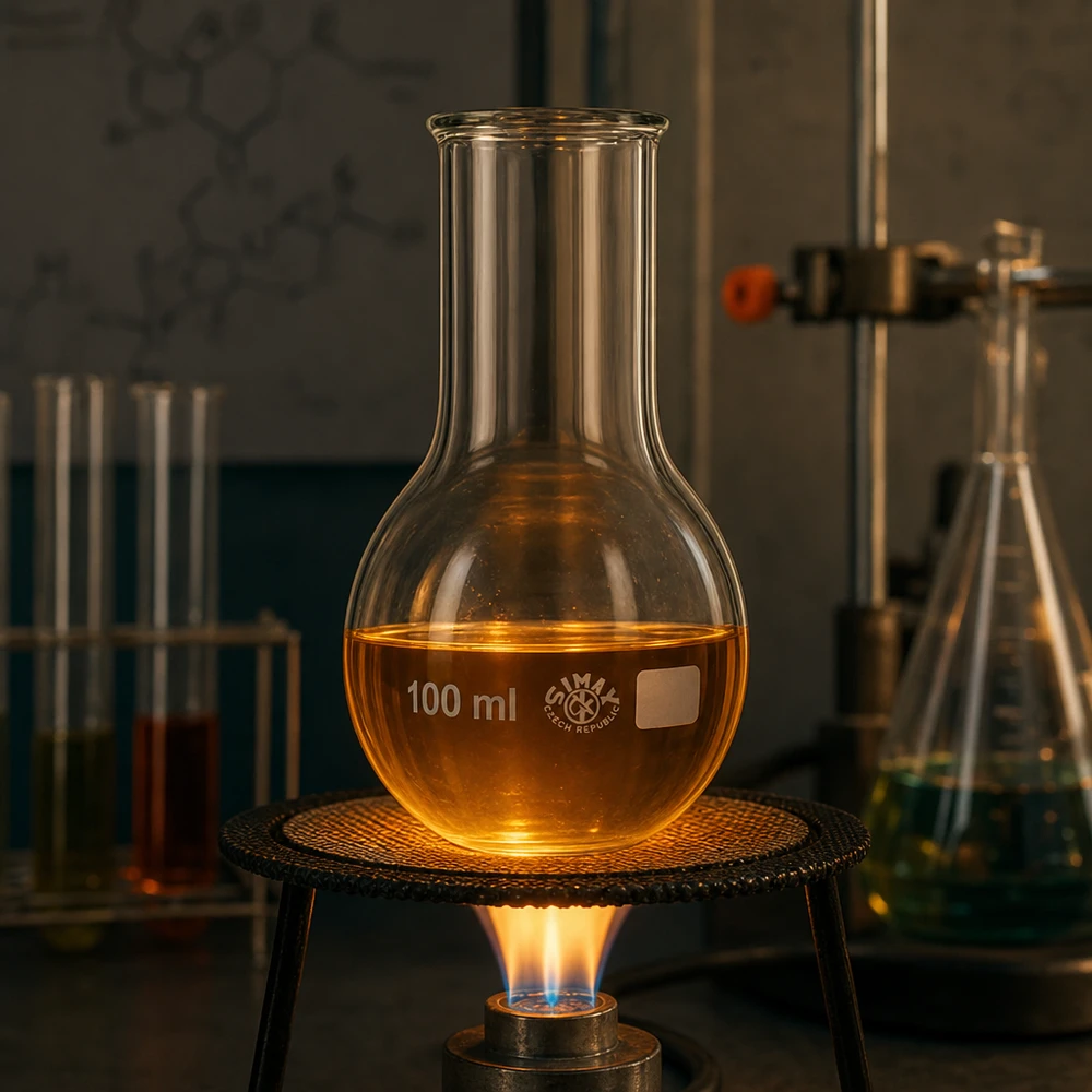 Pallone a fondo tondo da 100 ml in vetro a pareti spesse con collo largo per un'attrezzatura da laboratorio durevole