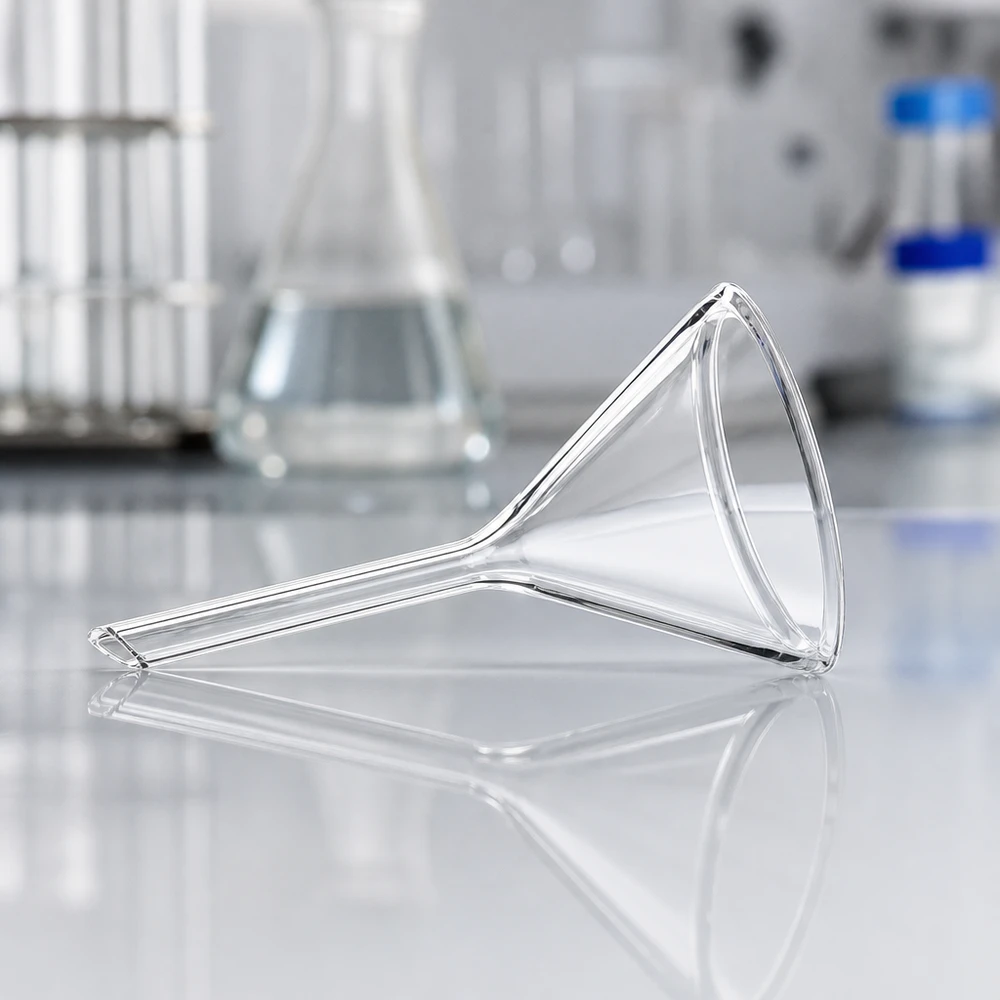 Imbuto da laboratorio in vetro soda-calce di 40 mm di diametro per la decantazione precisa dei liquidi