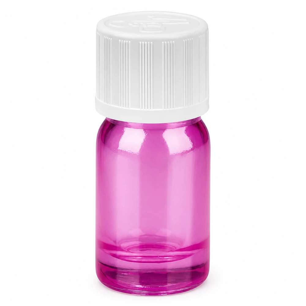 Flacone contagocce da 5 ml 1,2 mm bianco a prova di bambino PurpleLine. UT18/5 Flacone in vetro di alta qualità da 5 ml viola con tappo contagocce a prova di bambino 1,2 mm