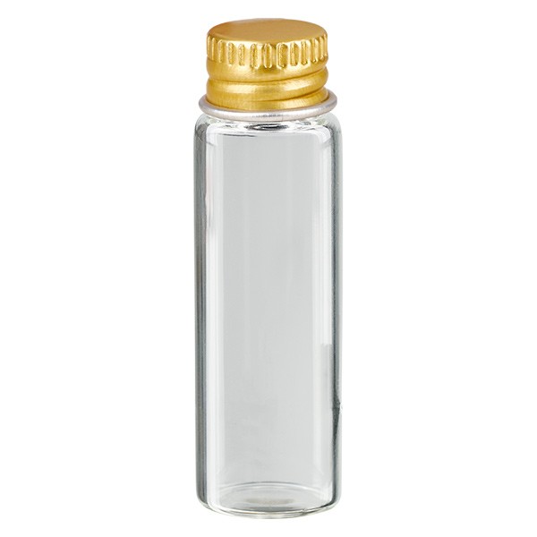 Bottiglia mini da 5ml in vetro trasparente Met.-V. oro UNiTWIST Bottiglia mini da 5ml in vetro trasparente Met.-V. oro UNiTWIST