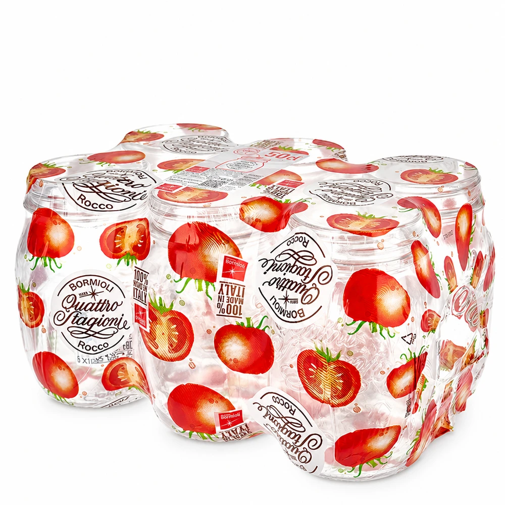 Bormioli Rocco Quattro Stagioni Barattoli rotondi da 500 ml in set da 6 barattoli con tappo a vite dal design a fragola