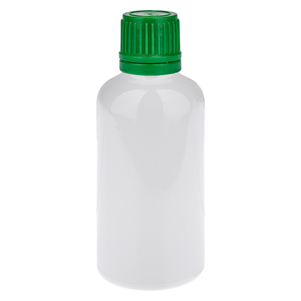 Flacone da 50 ml con tappo a vite da 11 mm verde, chiusura di sicurezza WhiteLine UT18/50 Flacone da 50 ml con tappo a vite da 11 mm verde, chiusura di sicurezza WhiteLine UT18/50