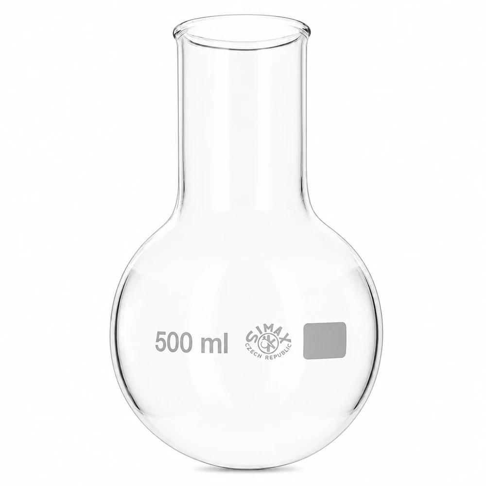 Pallone a fondo tondo, collo largo 500ml Vetreria da laboratorio resistente al calore per riscaldamento e reazioni