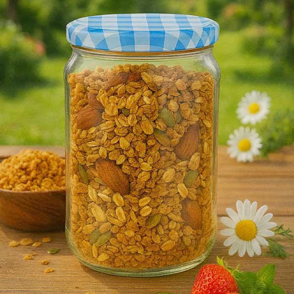 Barattolo rotondo da 1062 ml + coperchio BasicSeal blu/bianco UNiTWIST.