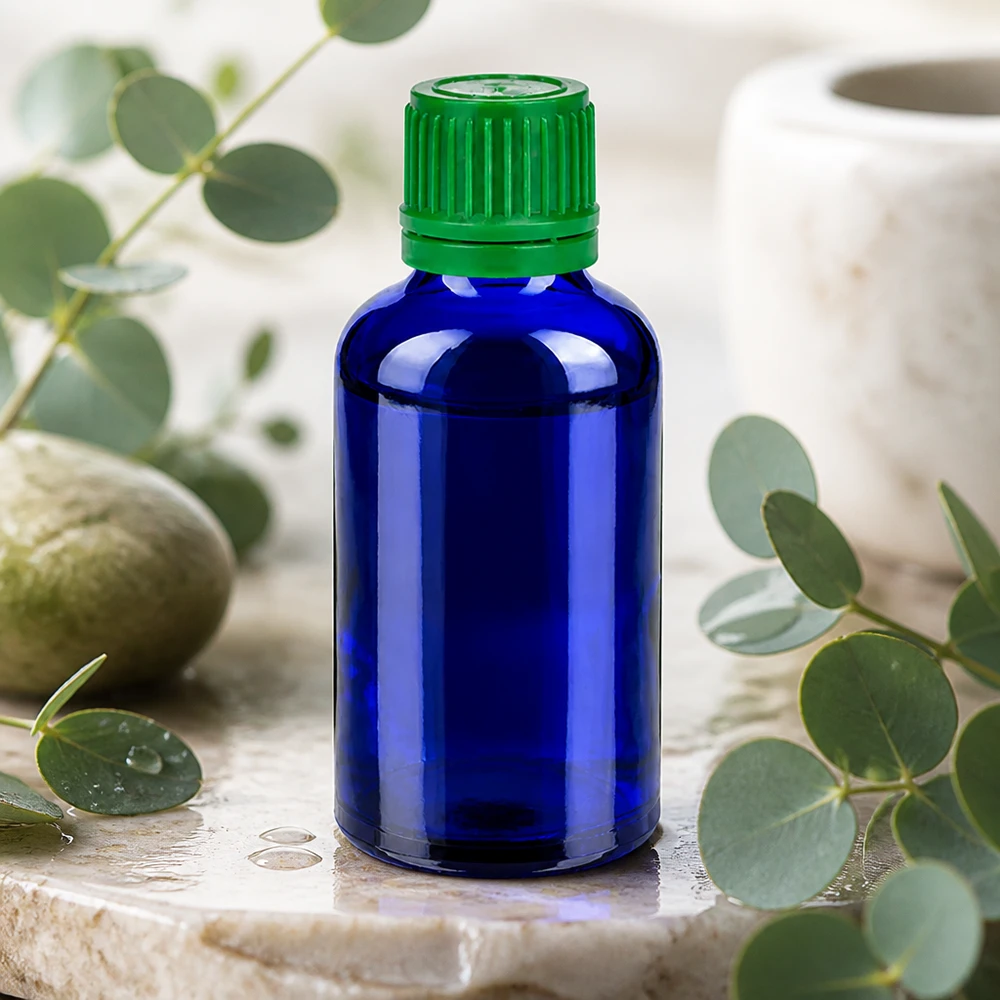 Bottiglia da 50ml 11mm SV verde OV BlueLine UT18/50 Versatile flacone da 50 ml per cosmetici e rimedi fai-da-te con pratico tappo a vite verde
