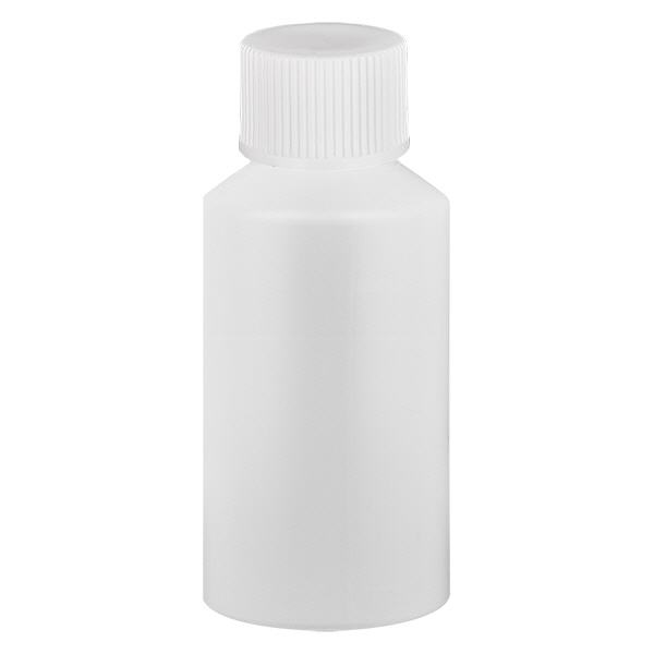 Flacone farmaceutico HDPE 50ml bianco, con tappo bianco SV